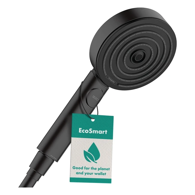 Ducha de mano Hansgrohe Pulsify Select S, 3 tipos de chorro, ahorro de agua 9 l/min, negro mate