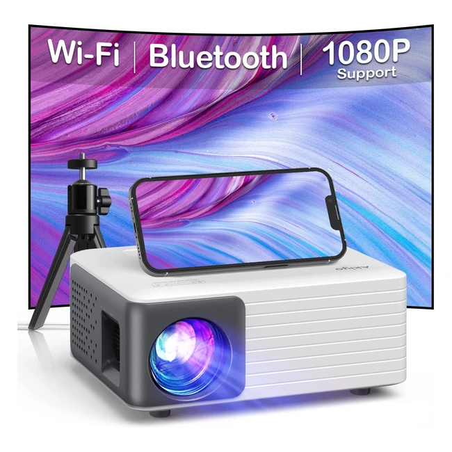Akiyo Mini Projector - Full HD 1080p WiFi Bluetooth 5500 Lumens Portable for