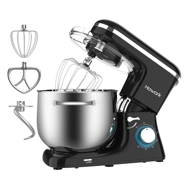 Impastatrice Planetaria Howork 1500W 8L con Gancio e Frusta in Acciaio Inox - Nero
