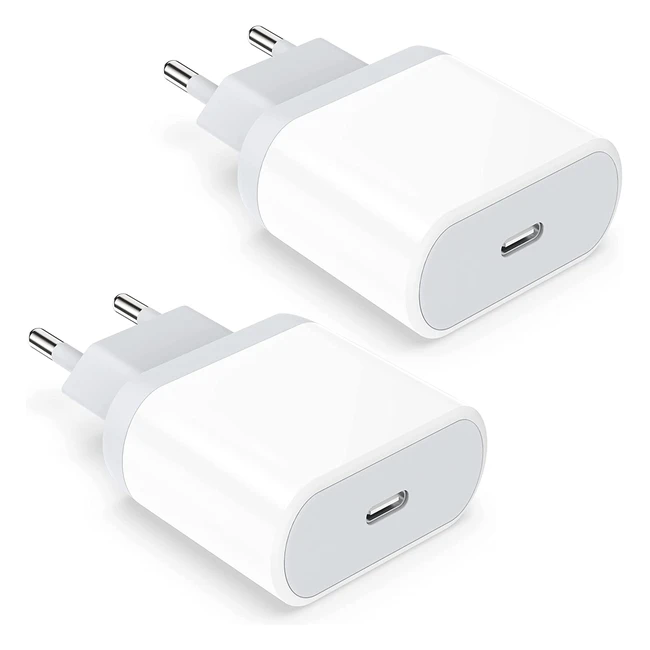 Cargador USB-C Anigaduo 20W para iPhone y iPad - Pack de 2