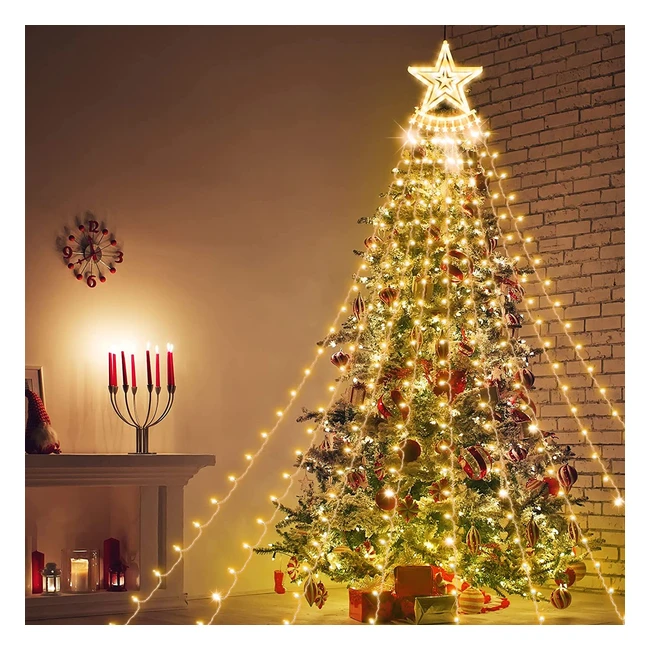 Luces de Navidad Estrella 355 LED - Guirnalda de Luces 8 Modos - Decoracin par
