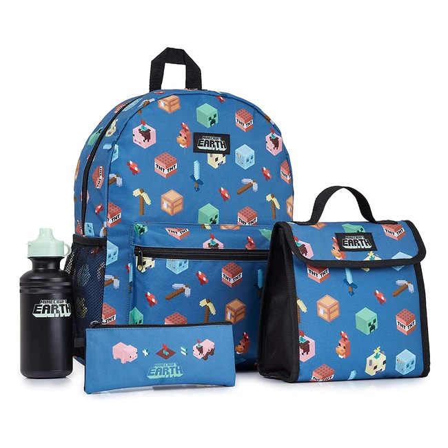 Minecraft School Backpack Set - Blue One Size - Perfect for Boys - Includes Pen