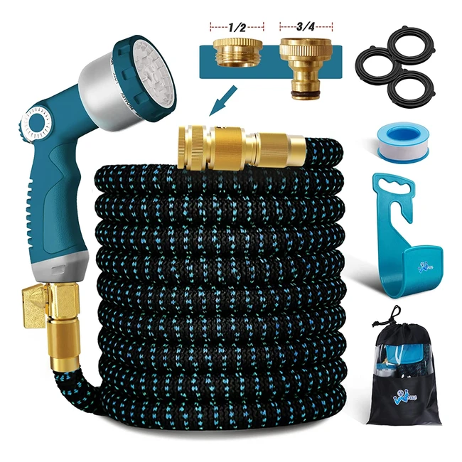 Upgraded 100ft Expandable Garden Hose Pipe - Flexible, Lightweight, and Durable with 10 Spray Nozzle Functions