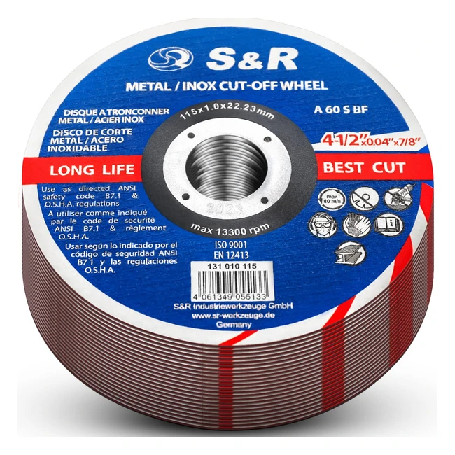 Juego de 25 discos de corte para metal SR Discos Radial 115x1mm con doble revest