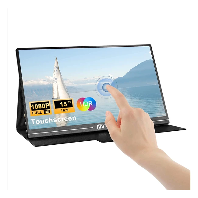 Ecran Portable Tactile 15 IPS Full HD 1920x1080 avec Mini HDMI Type C pour MacBook Pro, Raspberry Pi, Xbox, PS4 - Etui de Protection Inclus