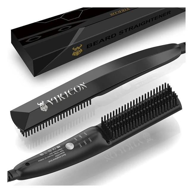 Vikicon Beard Straightener - Quick Heated Brush for Men's Long/Short Beard - Lightweight & Antiscalding - Styling Tool for Home, Office, and Travel