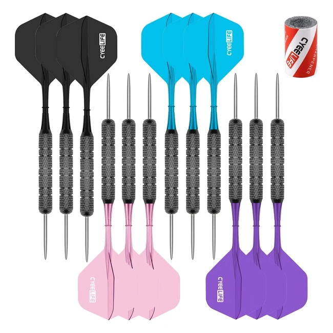 Cyeelife Steel Tip Darts - Set of 20g with 4 Colorful Plastic Shafts and Extra A