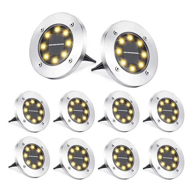 Luces solares de tierra QederTek 8 LED 8 pack, IP65 impermeable, para jardín y patio