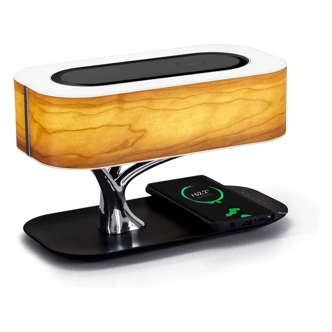 Masdio Bedside Lamp with Wireless Charger, Bluetooth Speaker & Touch Control - Light of Tree