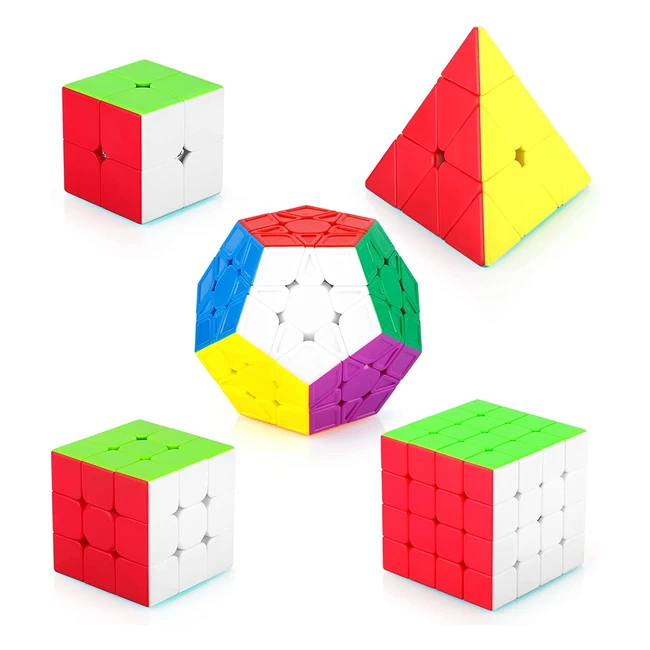 5 Pack Magic Cube Set - Speed Bundle Megaminx Pyraminx Brain Teasers