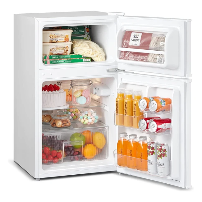 Comfee RCT87WH1E Under Counter Fridge Freezer - 87L Small Fridge with LED Light, Removable Shelves and Adjustable Thermostats - White