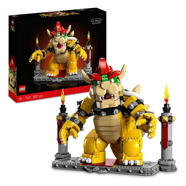 Lego 71411 Super Mario The Mighty Bowser 3D Model Building Kit - Collectible Figure with Battle Platform