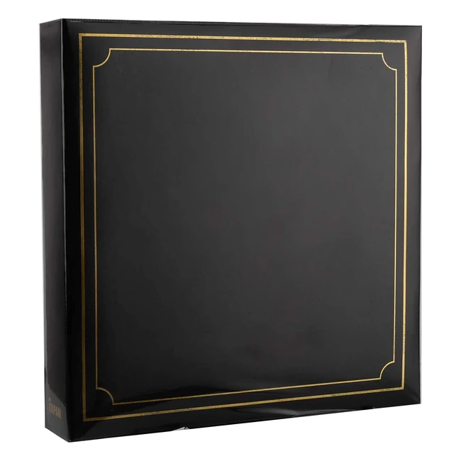 Album Photo Autocollant Extra Large Arpan avec Reliure 3 Anneaux et Couverture Rembourrée - Noir