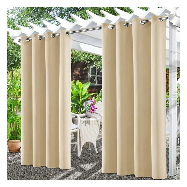 Rideau extérieur étanche pour pergola - TGKODDO - Beige - 132x245cm