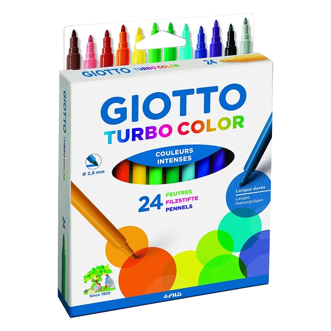 Feutres Giotto Turbo Color - Etui de 24 - Pointe moyenne 28mm - Encre  base d