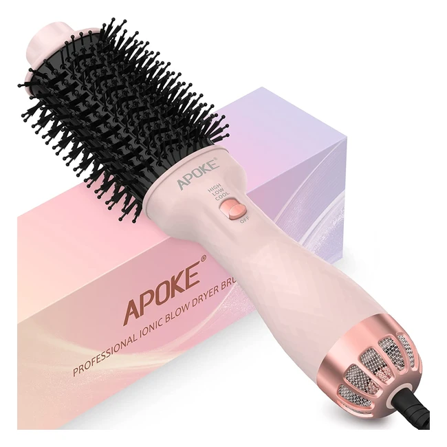 Apoke One-Step Hair Dryer Brush Volumizer - 4-in-1 Ceramic Tourmaline Negative Ion Styling Brush