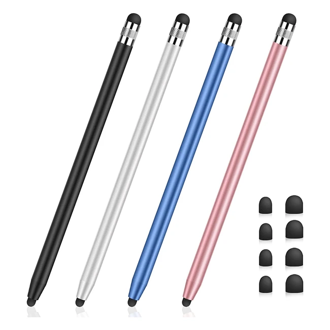 Stylo Tablette Meko Universel pour Ecran Tactile Capacitif - 2 en 1 pour iPad/iPhone/Samsung avec 8 Embouts de Rechange