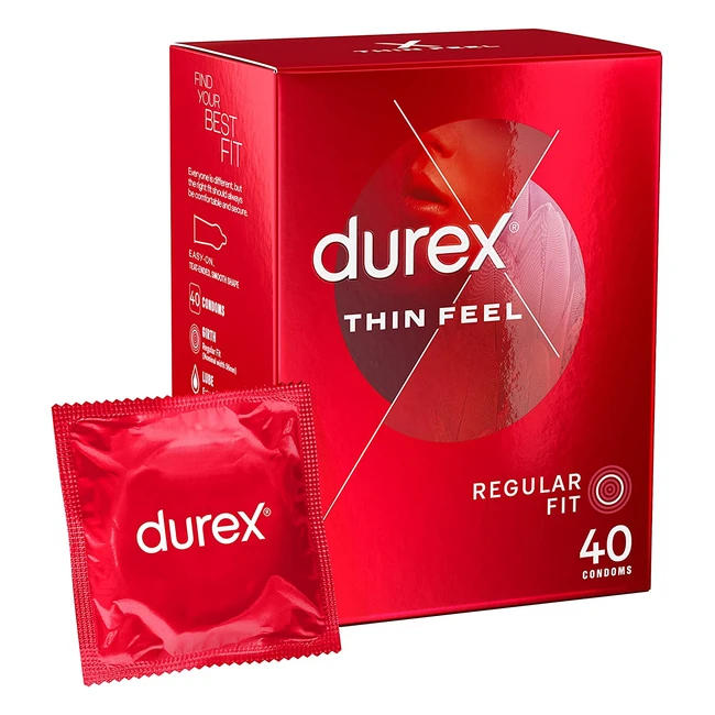 Durex Thin Feel Condoms Pack of 40 - Enhanced Sensitivity and Protection