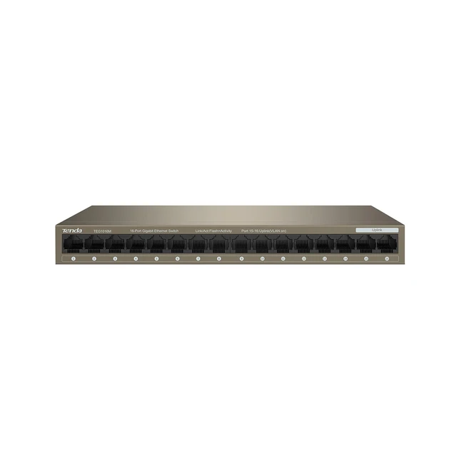 Switch Ethernet 16 ports Gigabit Tenda, Plug & Play, VLAN, protection contre la foudre et support mural - Modèle TEG1016M