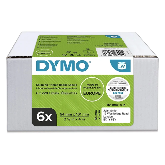 Dymo Authentic LabelWriter Large Shipping Labels 1320 Count - 6 Rolls of 220 Eas