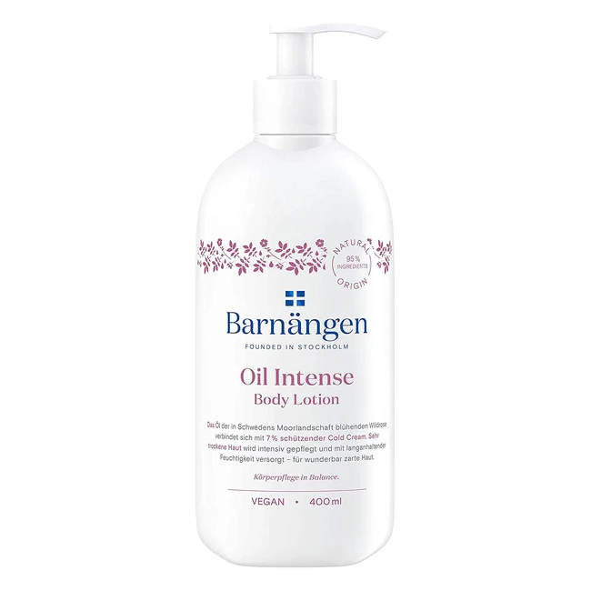 Crema Corpo Oil Intense Barnangen - Formula Nutriente Vegan con Olio di Rosa Selvatica e Cold Cream Idratante - 400ml