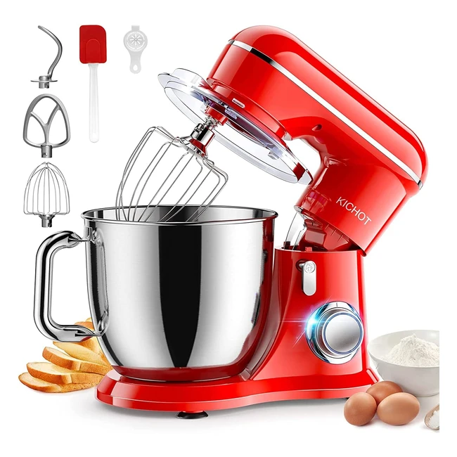 Robot Pâtissier Kichot 1300W Professionnel - 10 Vitesses - Bol Inox - Rouge