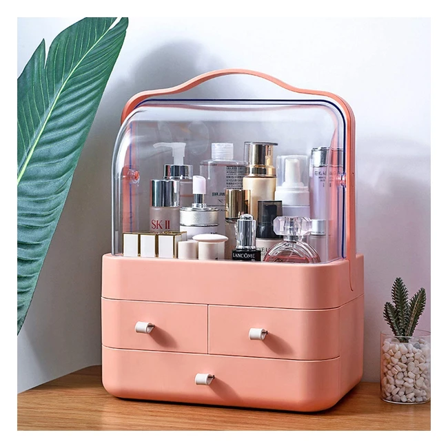 Acrylic Makeup Organizer with Drawers - Dustproof & Waterproof - Pink