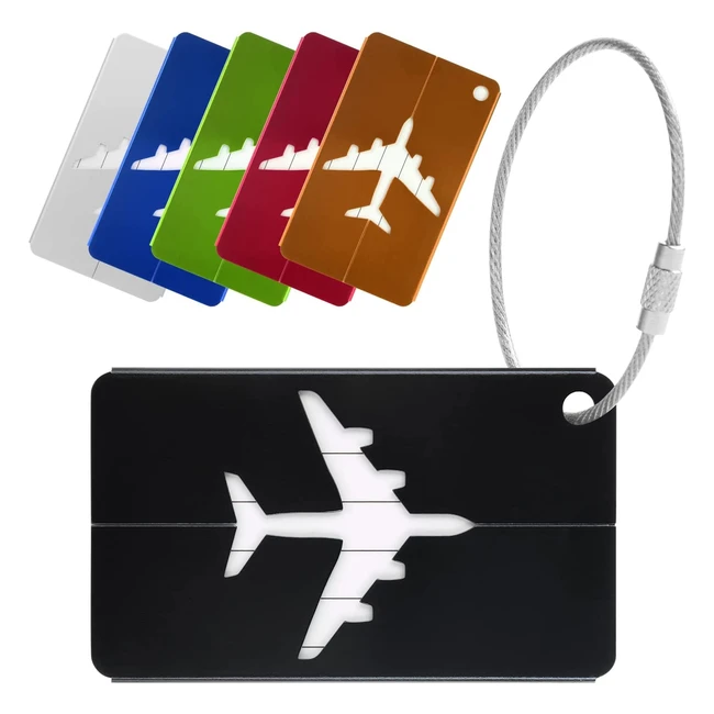 Etiquettes de bagage Vicloon en alliage d'aluminium avec cordes en acier inoxydable - Lot de 6