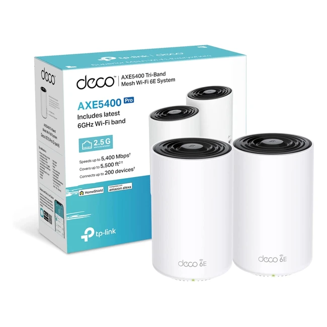 TP-Link Deco XE75 Pro AXE5400 Whole Home Mesh WiFi 6E System - 1.25 Gbps Port, AI-Driven Mesh, Connect up to 200 Devices - Pack of 2