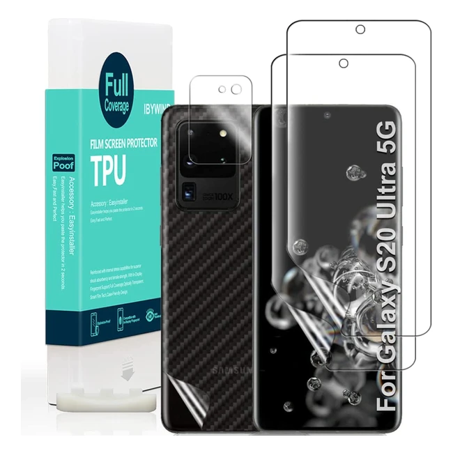 Protect Your Samsung Galaxy S20 Ultra 5G with iBywind's 2 Pack Screen and Camera Lens Protectors - Bubble Free, Carbon Fiber Backing, In-Display Fingerprint Support