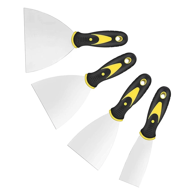KZXXZH Wallpaper Scrapers - 4 Pack Set with 15/3/4/5 inch Wide Metal Spackle Knives for Finishing, Plaster & Paint - Premium Stainless Steel Blades