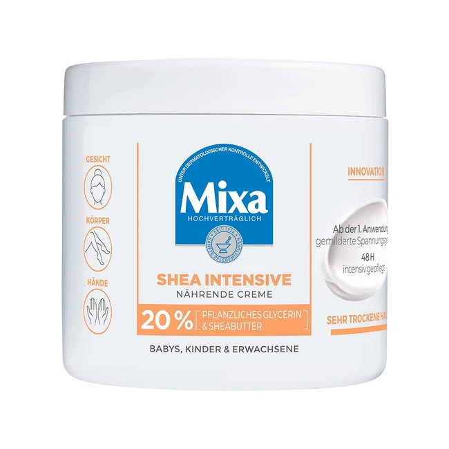 Mixa Shea Intensive Nourishing Cream für sehr trockene Haut | 20% pflanzliches Glycerin & Shea-Butter