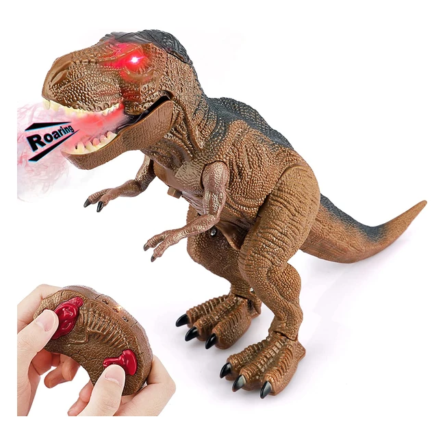 Juguete Dinosaurio Teledirigido Baztoy con Movimiento, Luz y Rugido Realista - Regalos para Niñas y Niños de 3 a 10 Años