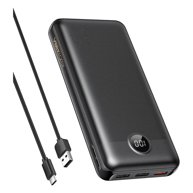 Batterie Externe 30000mAh Charge Rapide PD 20W USB-C Power Bank - Grande Capacité pour iPhone, Samsung Galaxy et Autres