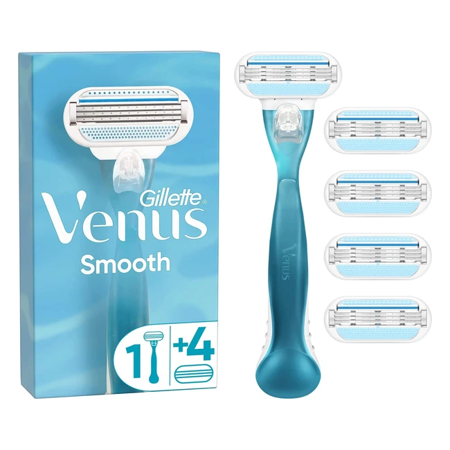 Gillette Venus Smooth Rasierer für Frauen mit 5 Klingen und dreifacher Klinge - Geschenkpackung mit 5 Klingen (1 Packung)