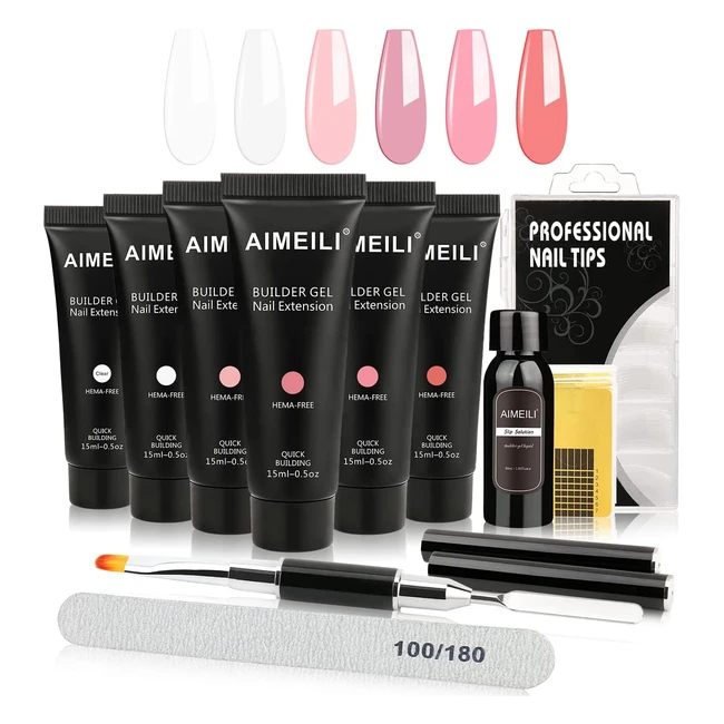 Kit de uñas de gel completo AIMEILI con molde para extensión y 6 colores