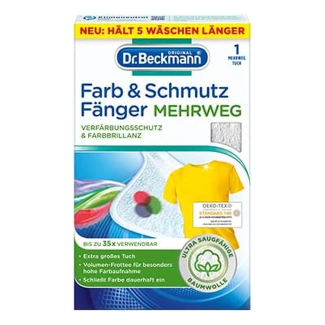 Dr. Beckmann Colour Dirt Flapper - Langanhaltender Farbschutz für 35 Waschgänge - Wiederverwendbares Tuch