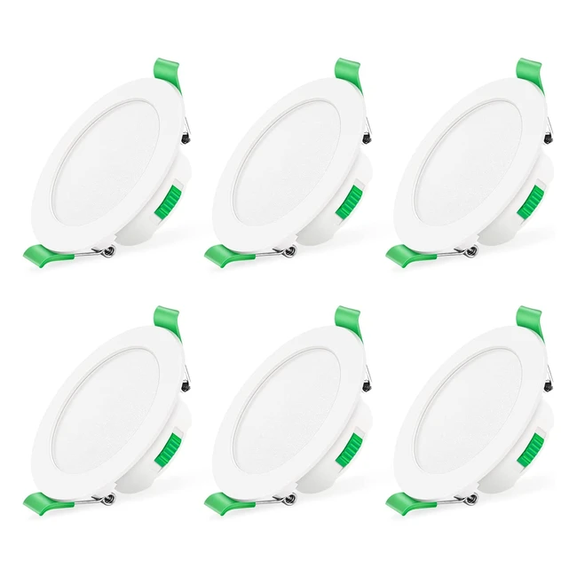 Alusso LED Downlights - Ultra Slim, Dimmable, 3 Color Temperatures, IP44 Waterproof, 7W, Indoor Ceiling Lights - 6 Pack