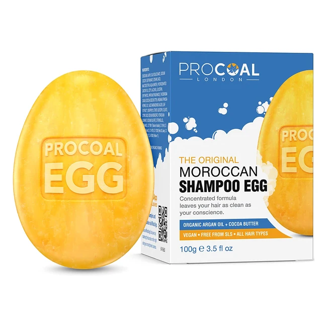Procoal Vegan Moroccan Shampoo Bar 100g | Argan Oil, Aloe Vera, Almond Oil | SLS-Free Eco Solid Shampoo Bar