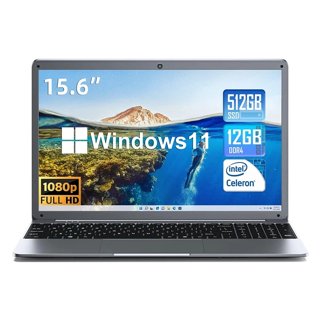 SGIN Laptop 156 inch FHD 1920x1080 12GB RAM 512GB SSD Windows 11 Intel Cele