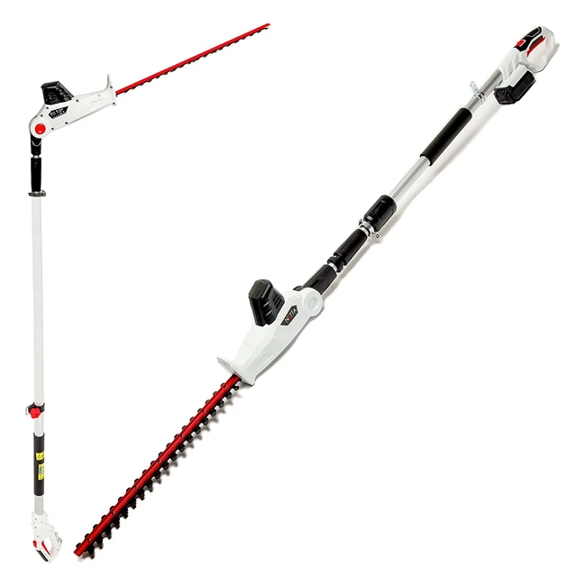 Netta 20V Cordless Pole Hedge Trimmer - 510mm Diamond Cutting Blade, 16mm Tooth Opening, 24m Long Reach Telescopic Pole Handle, 150° Angle Changing Head