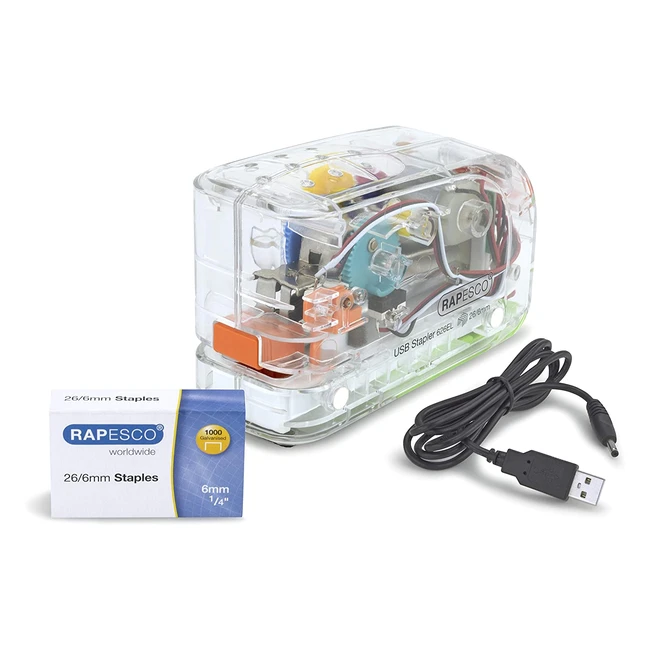 Agrafeuse Automatique Rapesco 1450 626EL - Capacité 15 Feuilles - Double Alimentation USB/Batterie