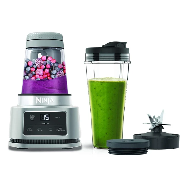 Ninja Foodi Power Nutri Blender CB100UK - 2-in-1 Blender with AutoIQ Smart Motor, 1100W - Silver