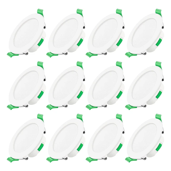 Lot de 12 spots LED encastrables extra plats dimmables 230V 7W IP44 pour salle de bain - Blanc chaud, neutre et froid 3000K, 4000K, 6500K