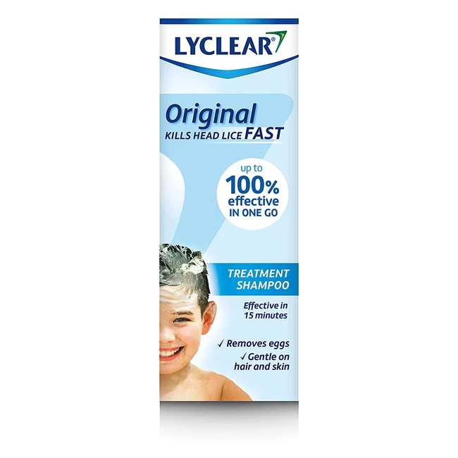 Lyclear Original Shampoo - Fast Head Lice Treatment, Kills Lice & Eggs - 15 Min Effective - 200ml