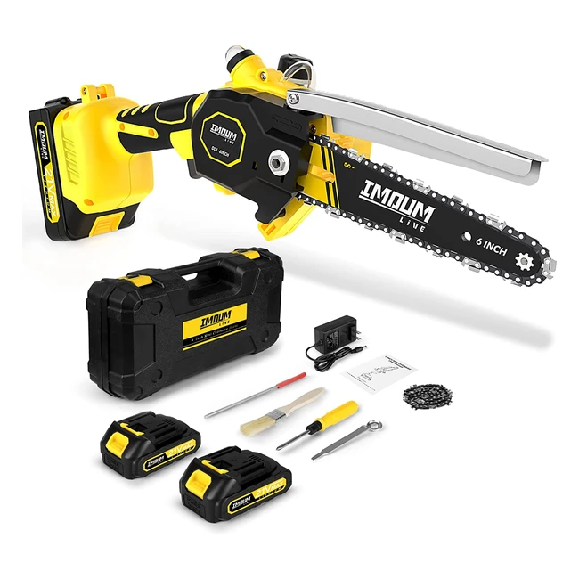 Mini motosega a batteria 2023Upgrade con motore brushless, 2 batterie da 21V 20Ah e sistema ad olio - Ideale per taglio legna, campeggio e potatura