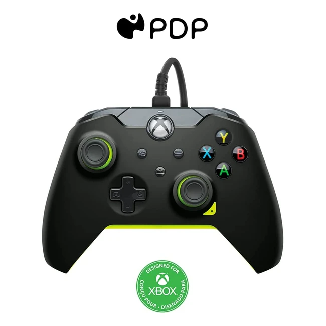 Manette filaire Xbox Series XS Electric Noir - PDP Gamepad avec licence officielle Xbox One - Réglages personnalisables et audio intégré