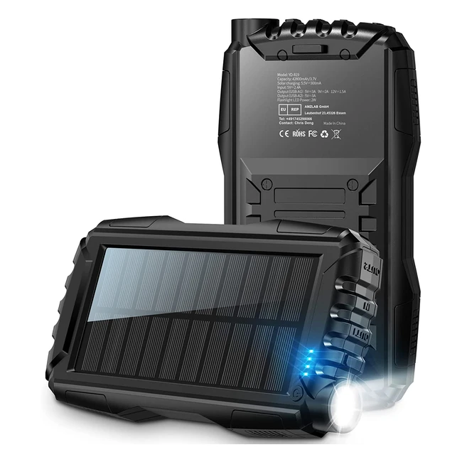 42800mAh Solar Power Bank with Fast Charging for Camping - Compatible with iPhon