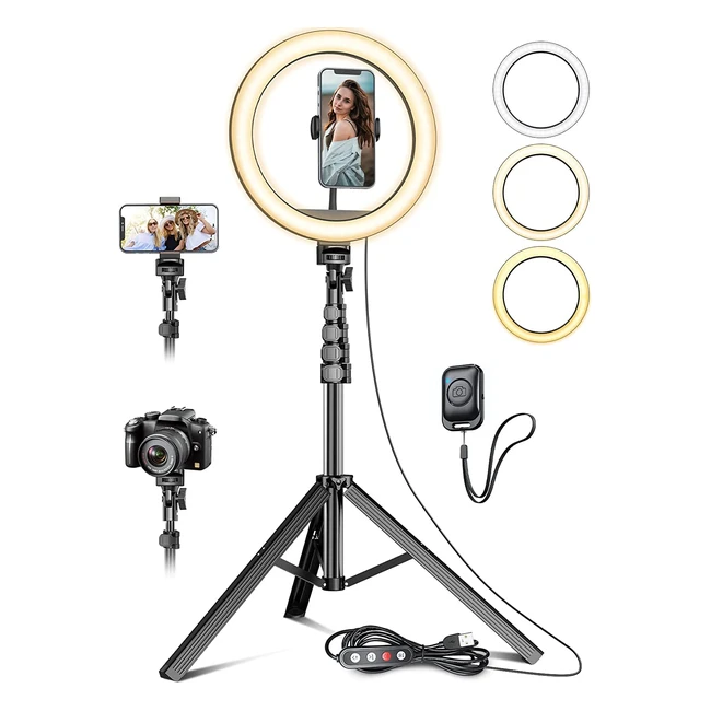 Ring Light Professionnel Tupwoon 10185 cm - Augmente la luminosité de 40% - Trepied en aluminium haute densité - Parfait pour TikTok