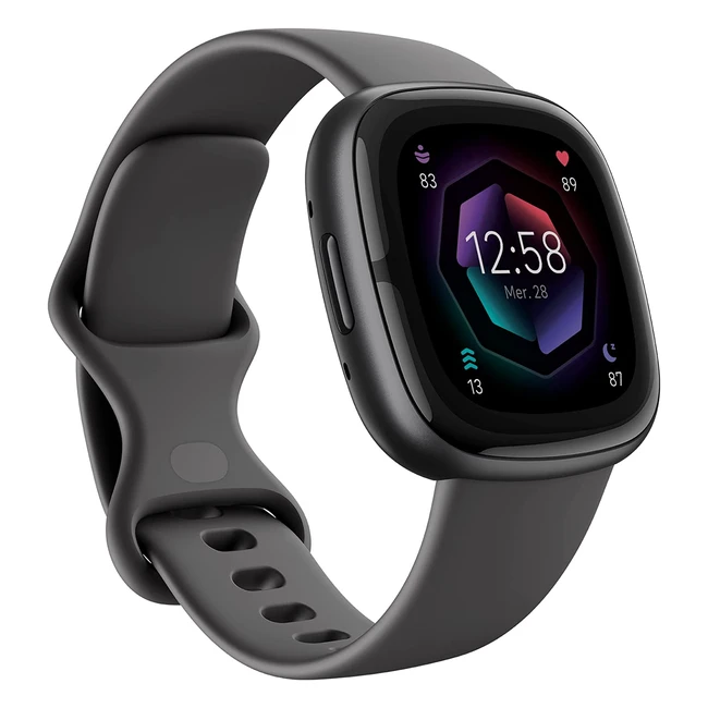 Fitbit Sense 2 Graphite/Aluminium - Smartwatch Mixte - Autonomie 6 Jours - Étanche 50m - Suivi Santé et Sommeil - GPS Intégré - Plus de 40 Sports - Taille Unique EU